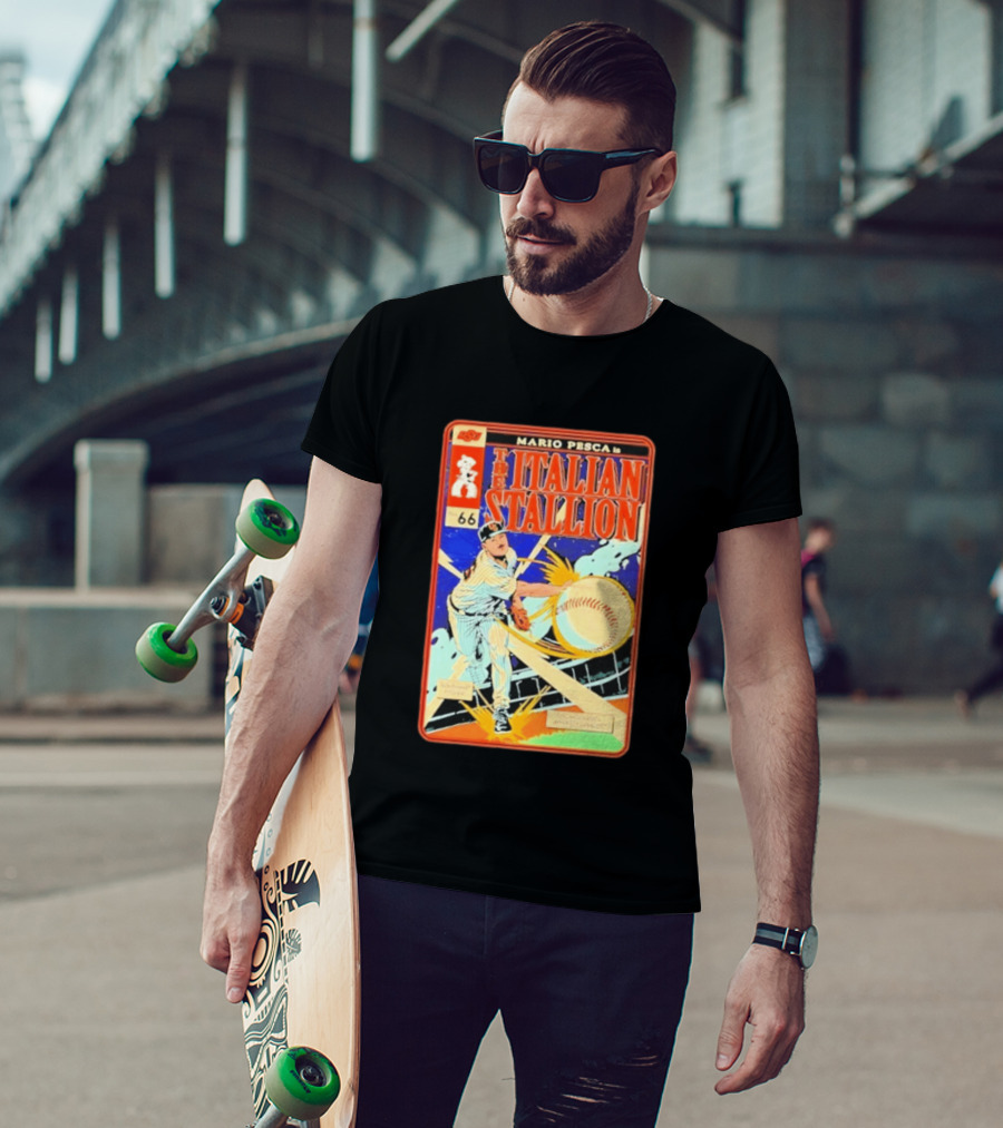 Mario Pesca The Italian Stallion Comic No 66 Oklahoma State Cowboys Baseball T-Shirt