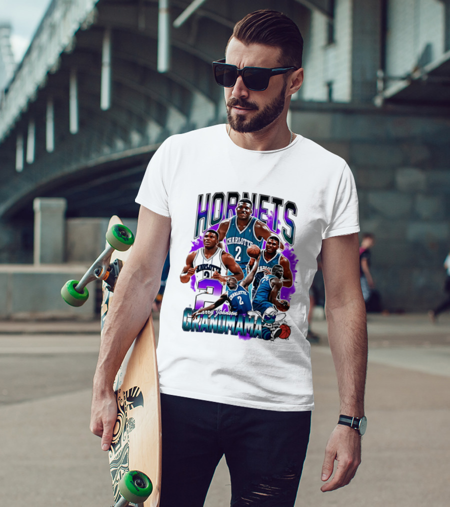 Charlotte Hornets Larry Johnson Basketball Grandmama 2 T-Shirt