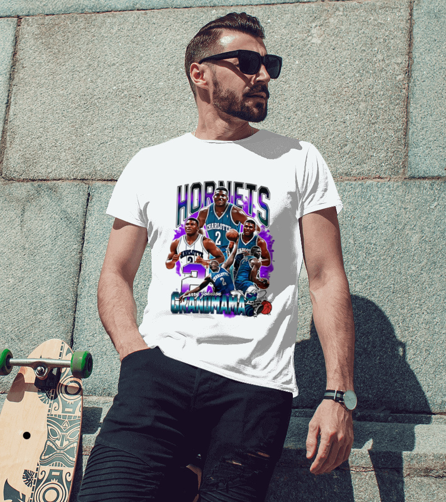 Charlotte Hornets Larry Johnson Basketball Grandmama 2 T-Shirt