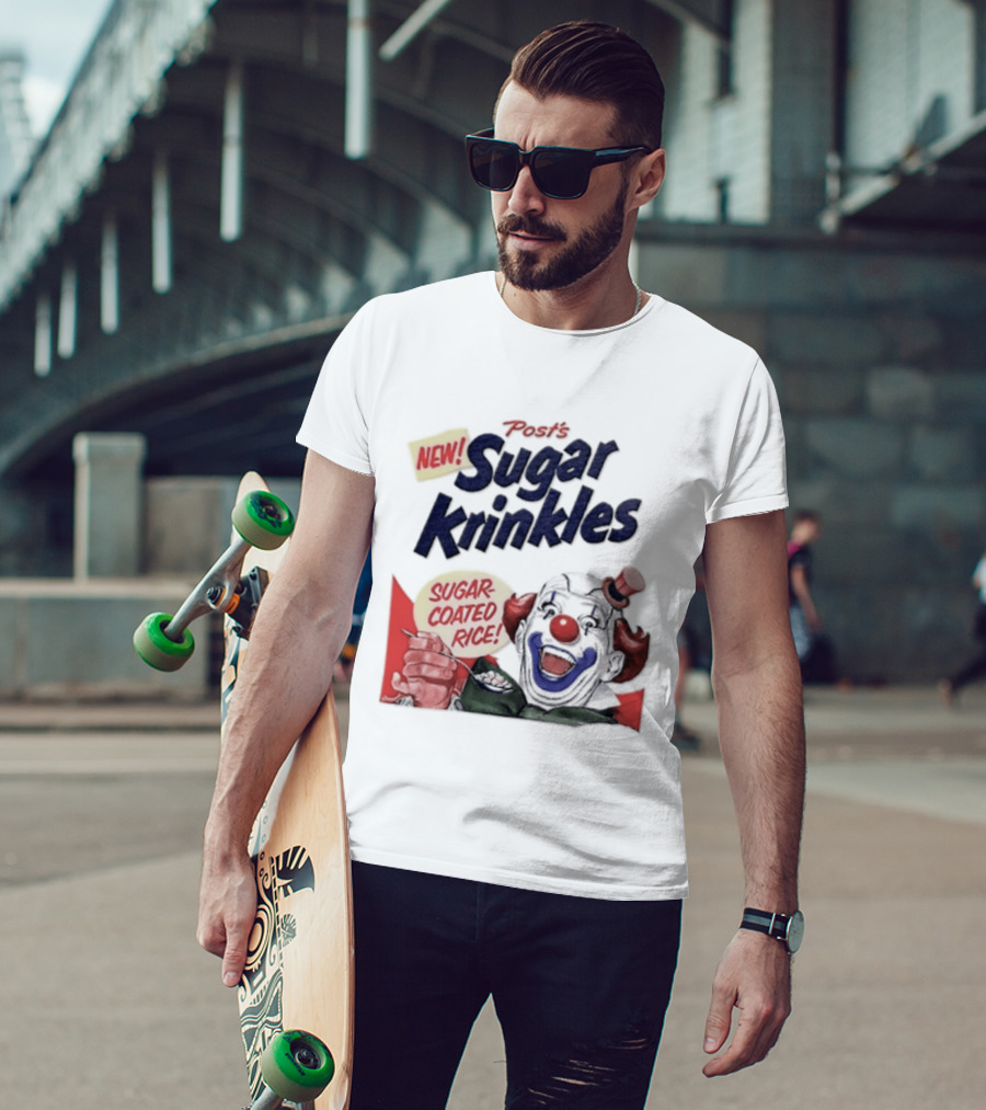 Post's New Sugar Krinkles Sugar Coated Rice Clown Cereal T-Shirt