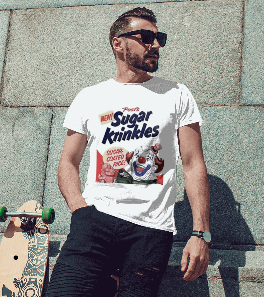 Post's New Sugar Krinkles Sugar Coated Rice Clown Cereal T-Shirt
