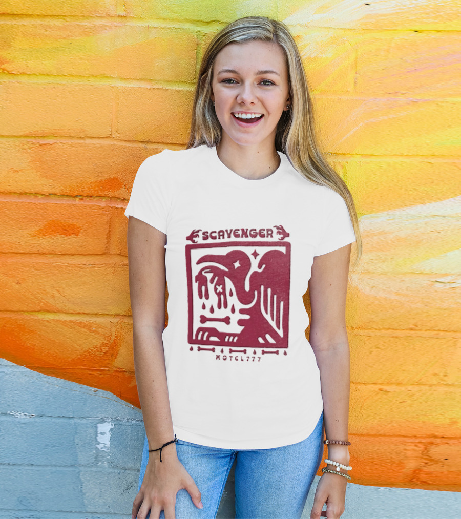 Scavenger Motel 777 Bird Design With Bones And Droplets T-Shirt