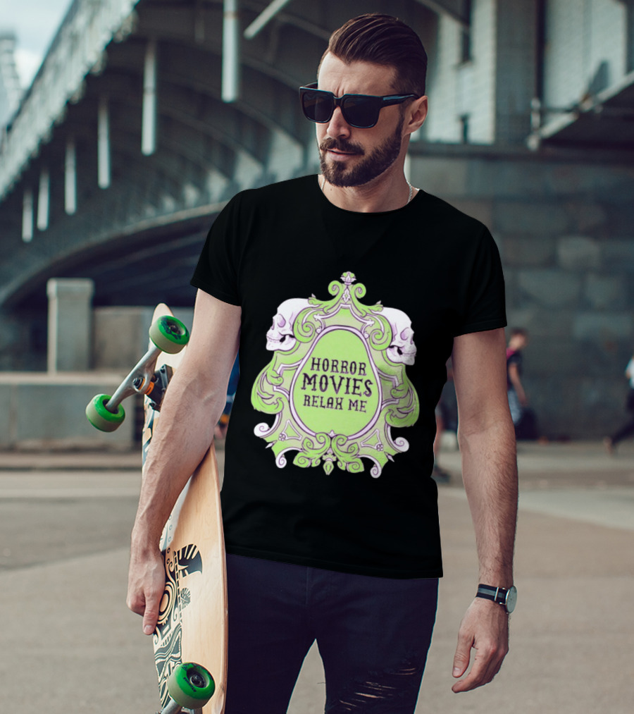 Horror Movies Relax Me Spooky Aesthetic Skulls Gothic Frame T-Shirt
