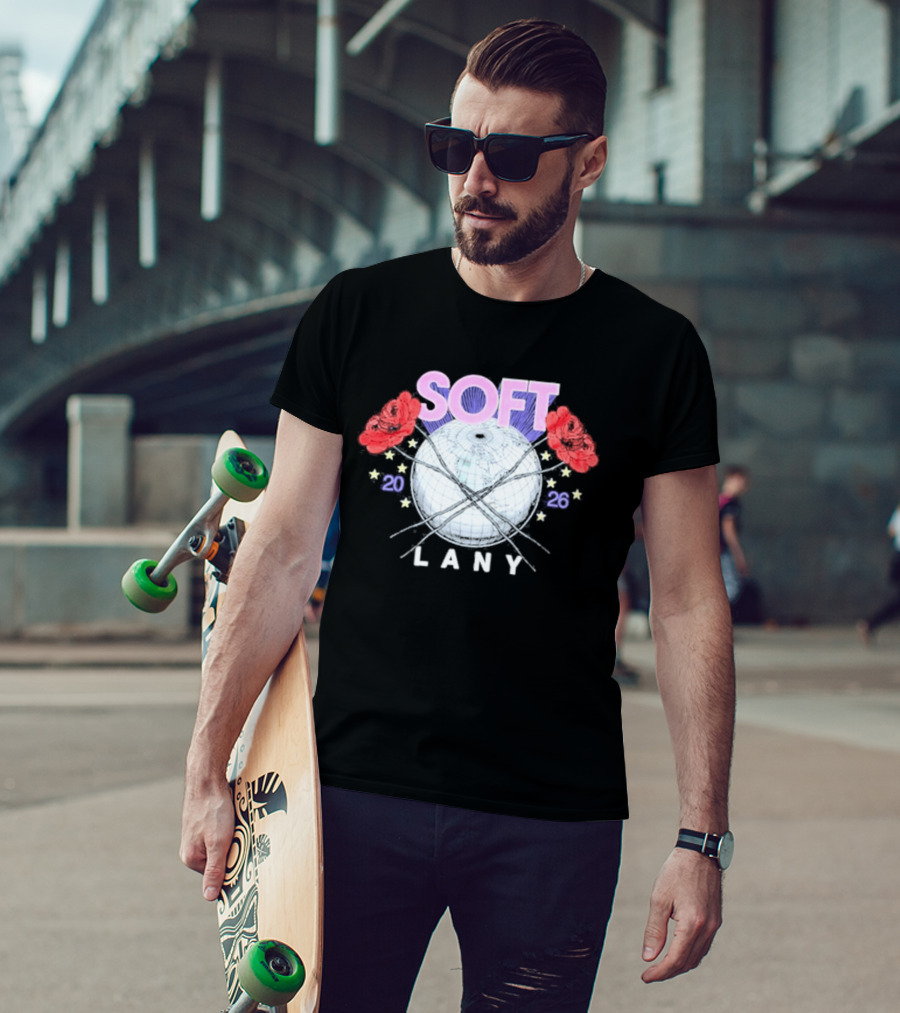 LANY Soft World Tour 2026 Glowing Globe And Red Roses T-Shirt