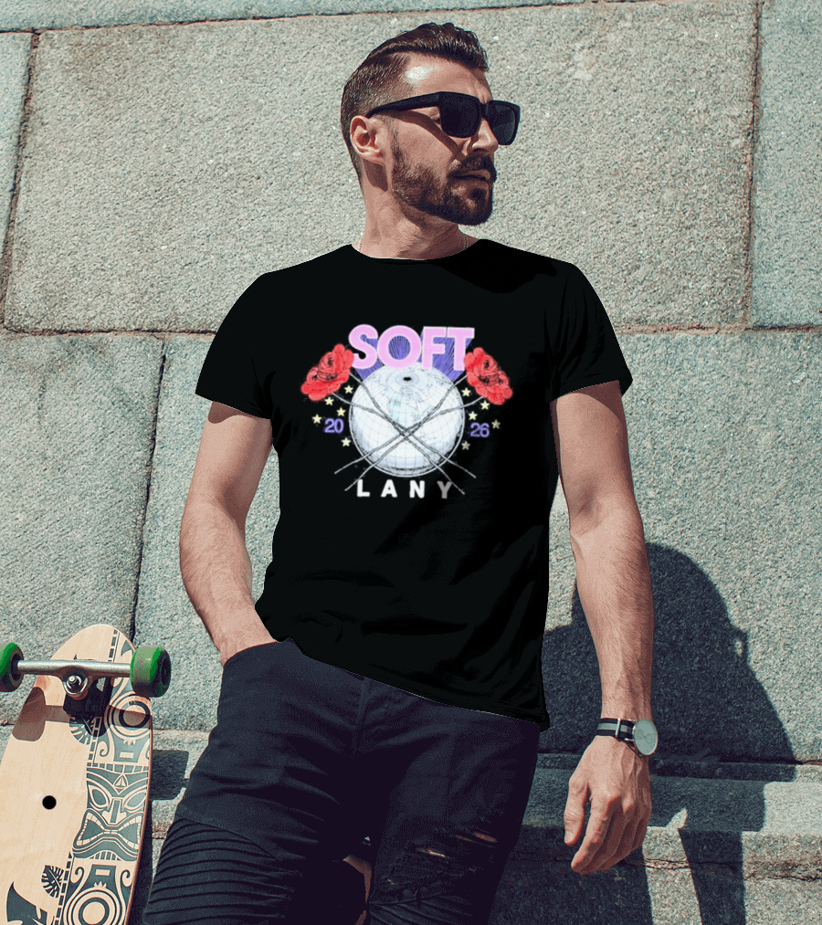 LANY Soft World Tour 2026 Glowing Globe And Red Roses T-Shirt
