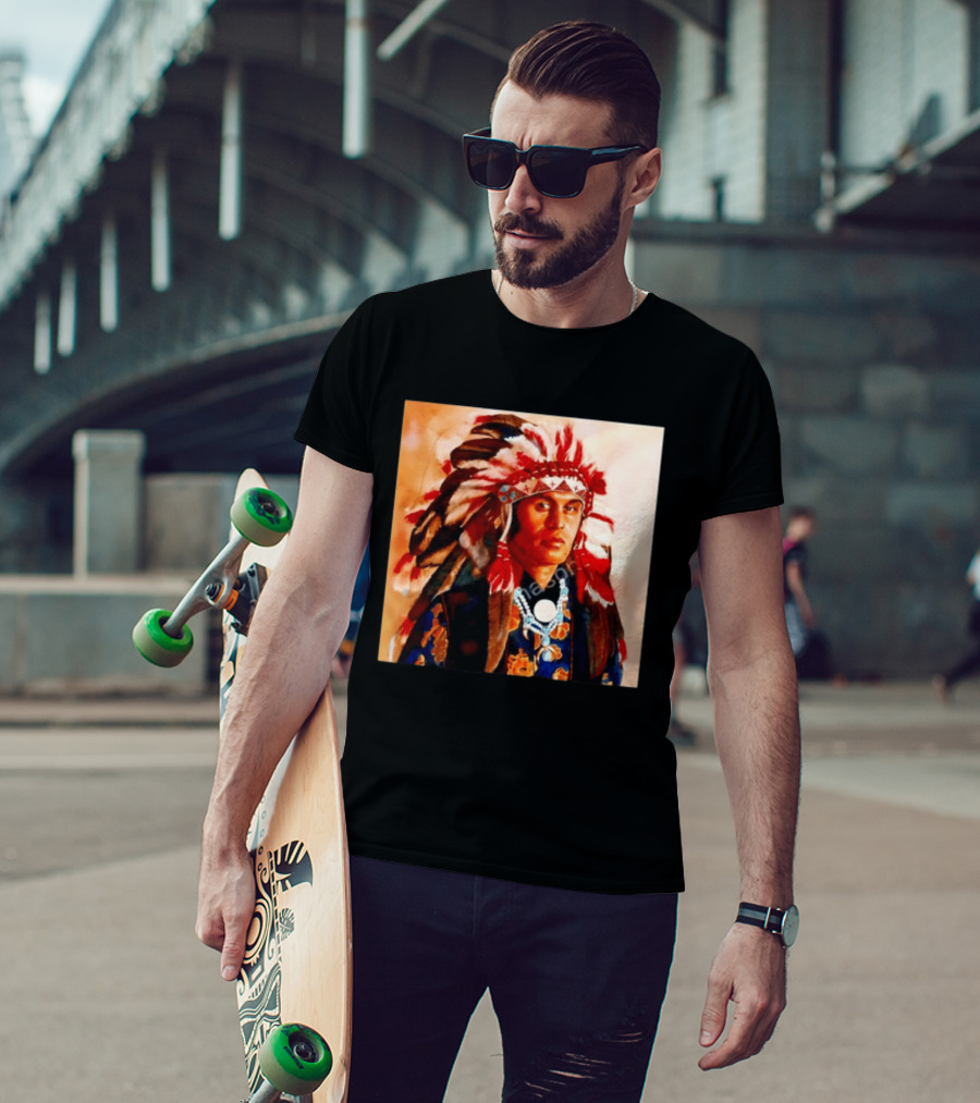 Chief Kirk Native American Indigenous Headdress And Traditional Attire T-Shirt