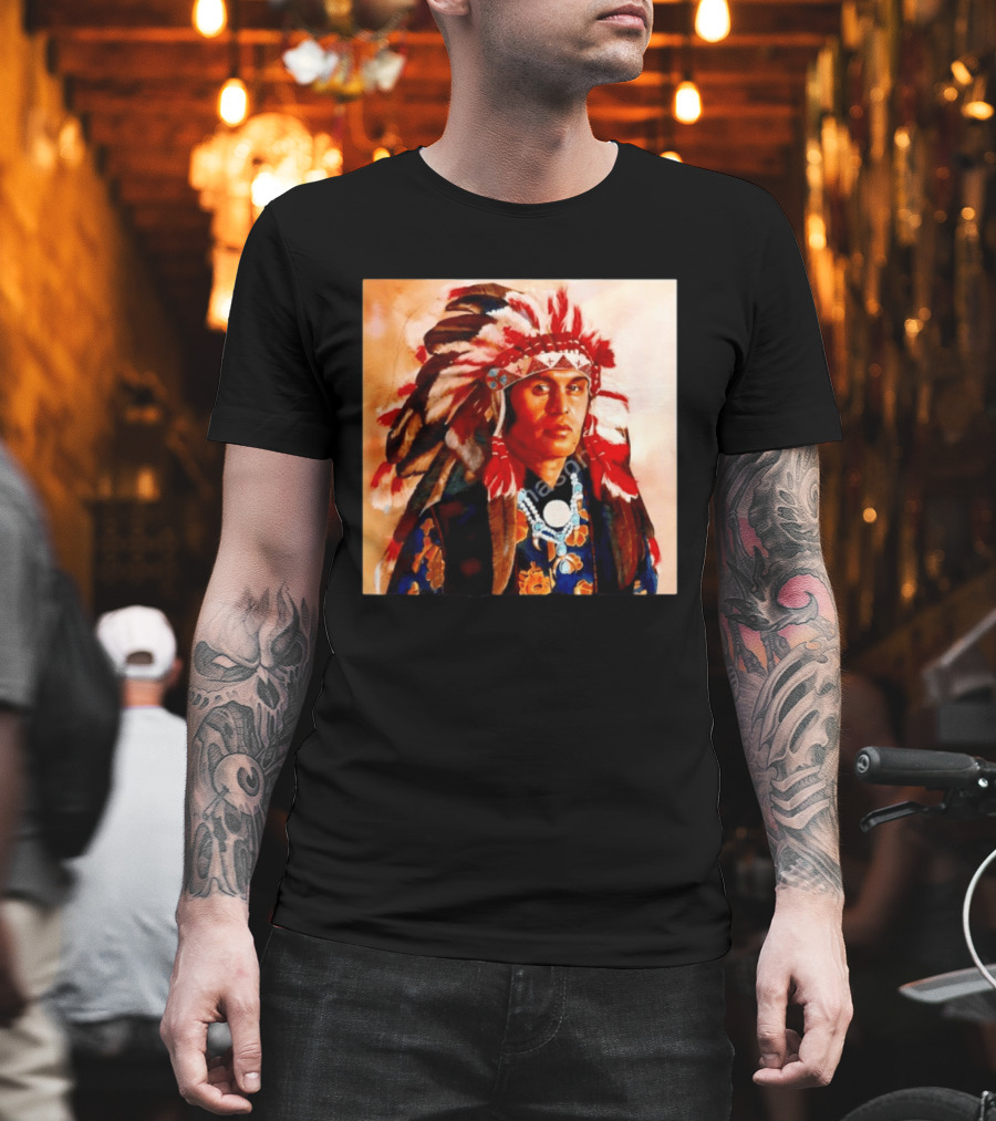 Chief Kirk Native American Indigenous Headdress And Traditional Attire T-Shirt