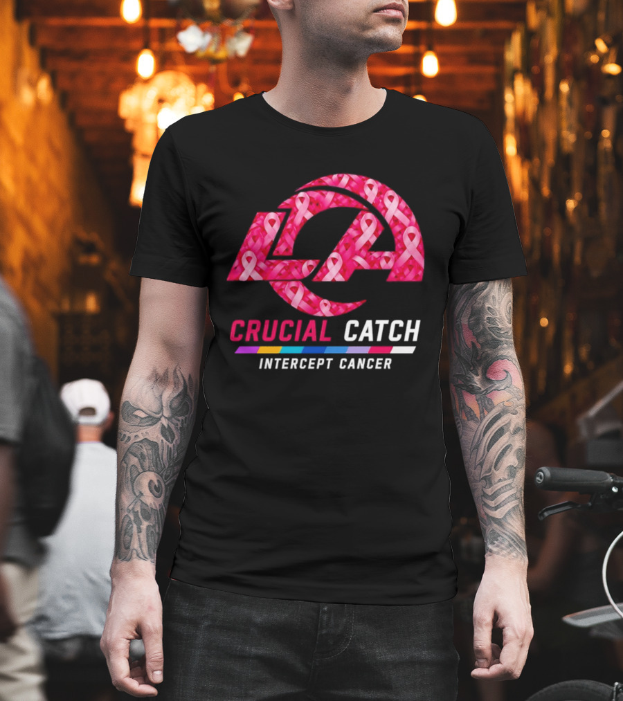 Los Angeles Rams Crucial Catch Intercept Cancer Pink Ribbon Awareness 2026 T-Shirt