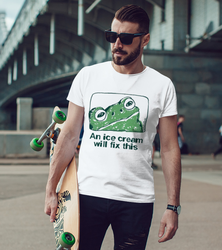An Ice Cream Will Fix This Frog Retro Humor T-Shirt