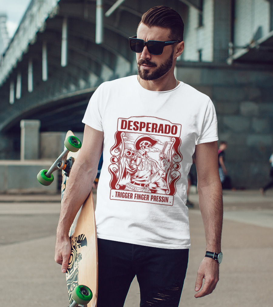 Desperado Trigger Finger Pressing Skeleton T-Shirt