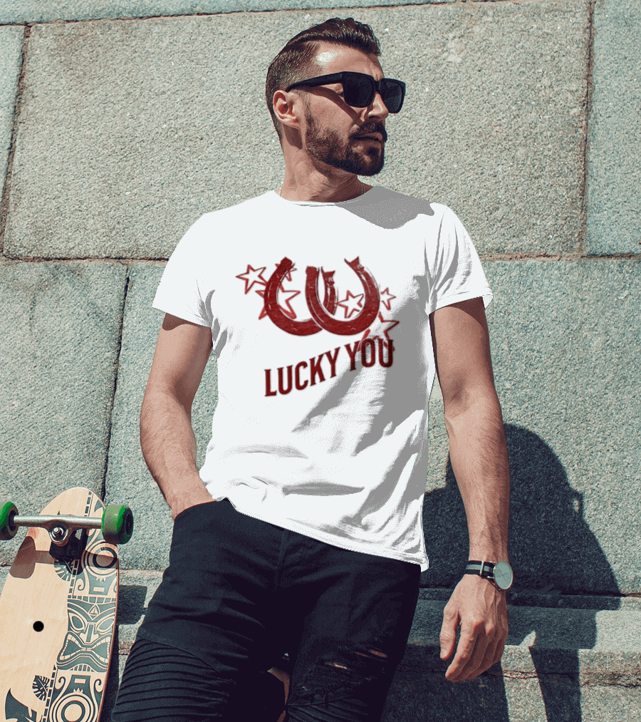 Lucky You Two Horseshoes Stars T-Shirt