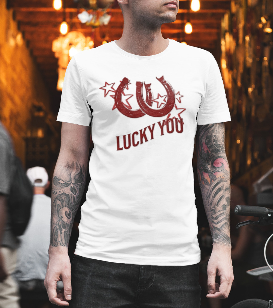 Lucky You Two Horseshoes Stars T-Shirt