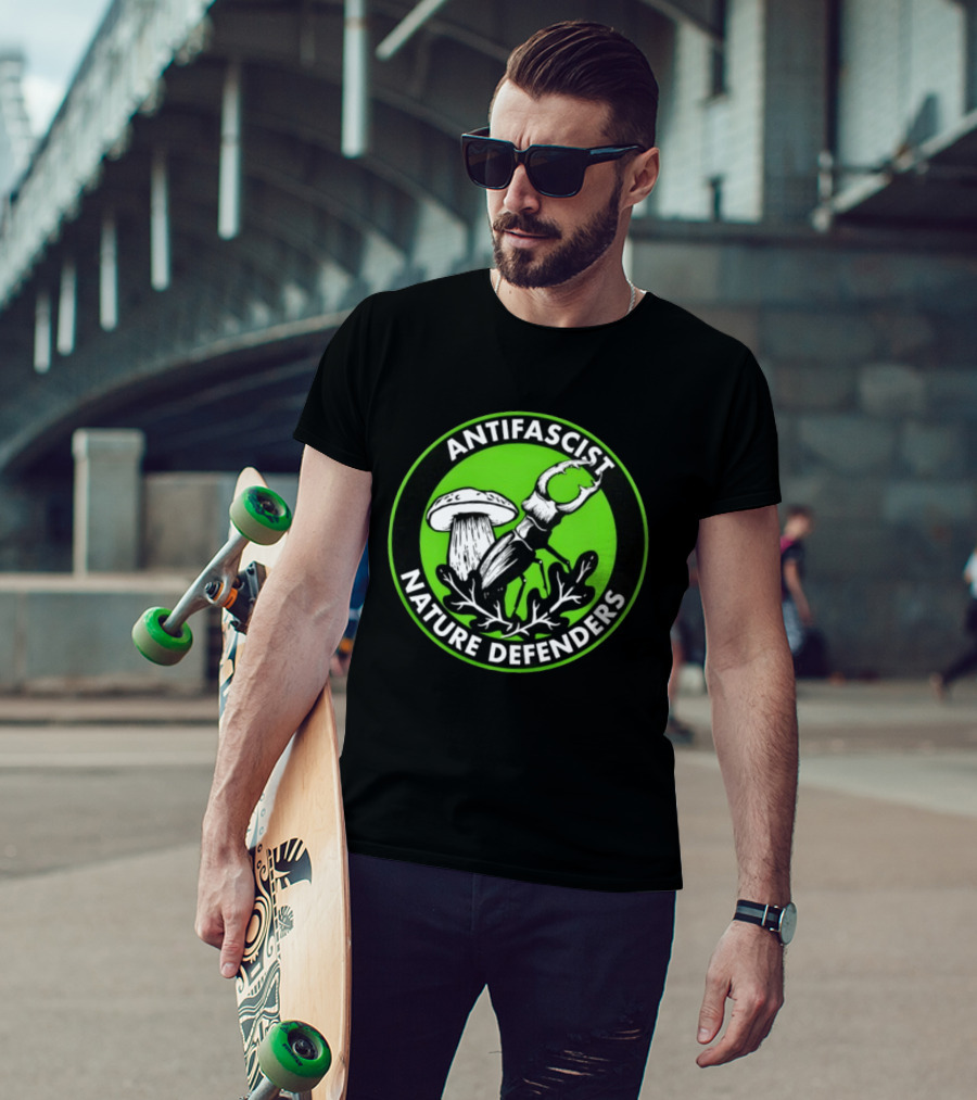 Antifascist Nature Defenders Mushroom Beetle T-Shirt