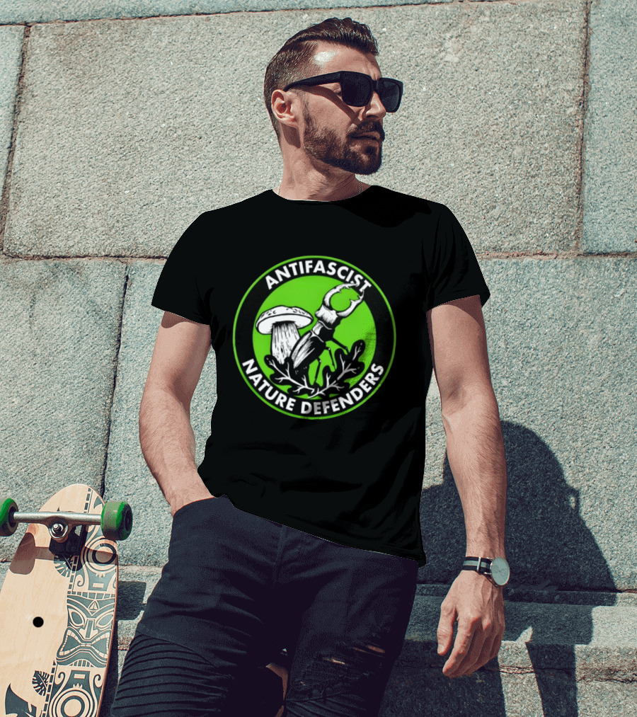 Antifascist Nature Defenders Mushroom Beetle T-Shirt