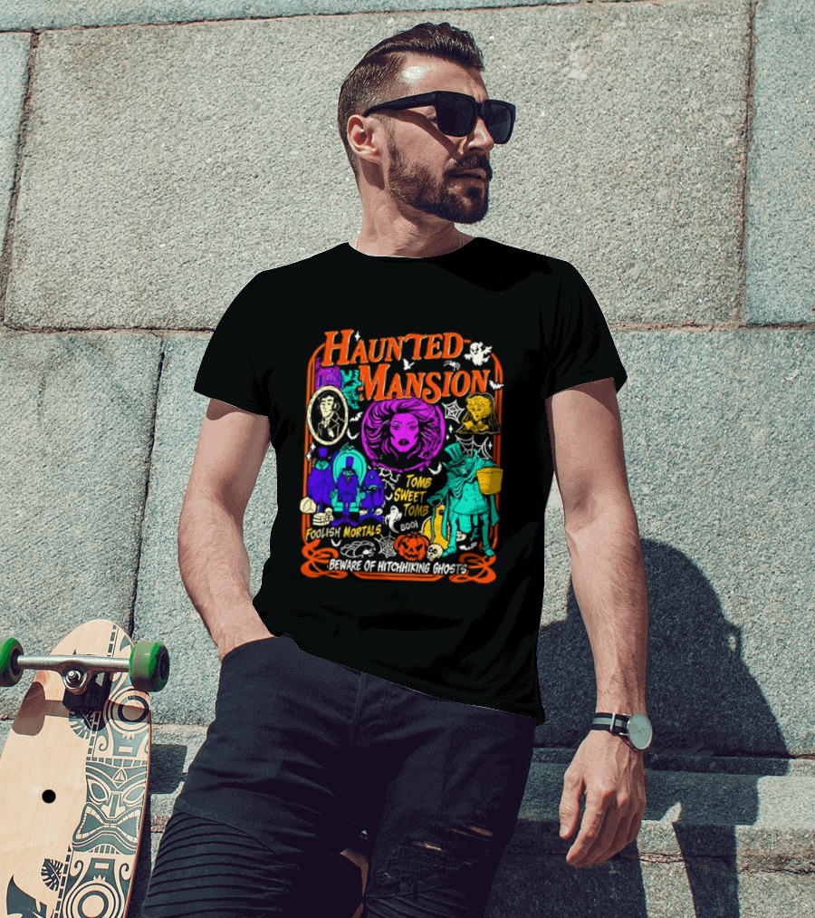 Haunted Mansion Madame Leota Beware Of Hitchhiking Ghosts Foolish Mortals Halloween T-Shirt