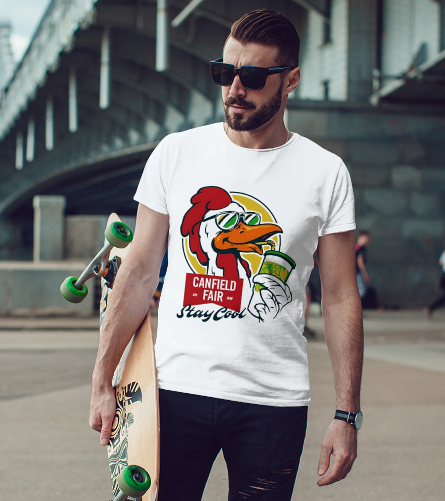 Canfield Fair Stay Cool Rooster Drinking Lemonade T-Shirt
