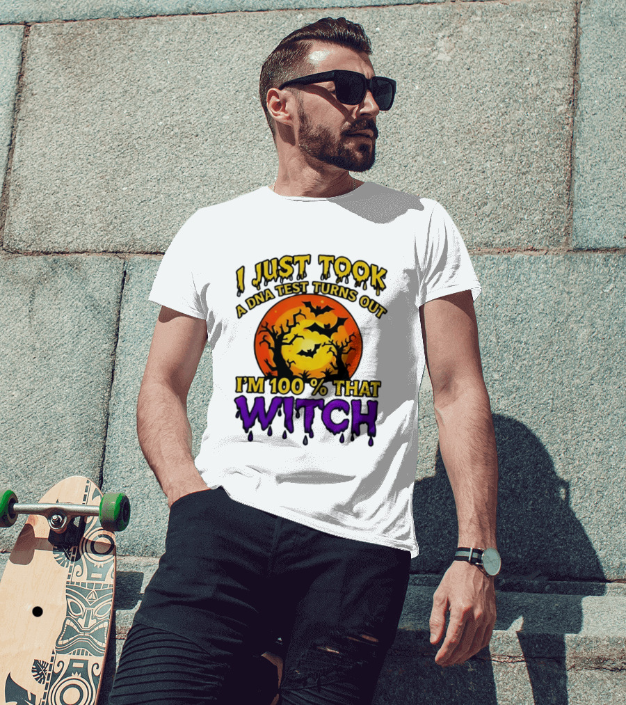 I Just Took A DNA Test Turns Out I'm 100 Percent That Witch Halloween Bats Moon Trees T-Shirt