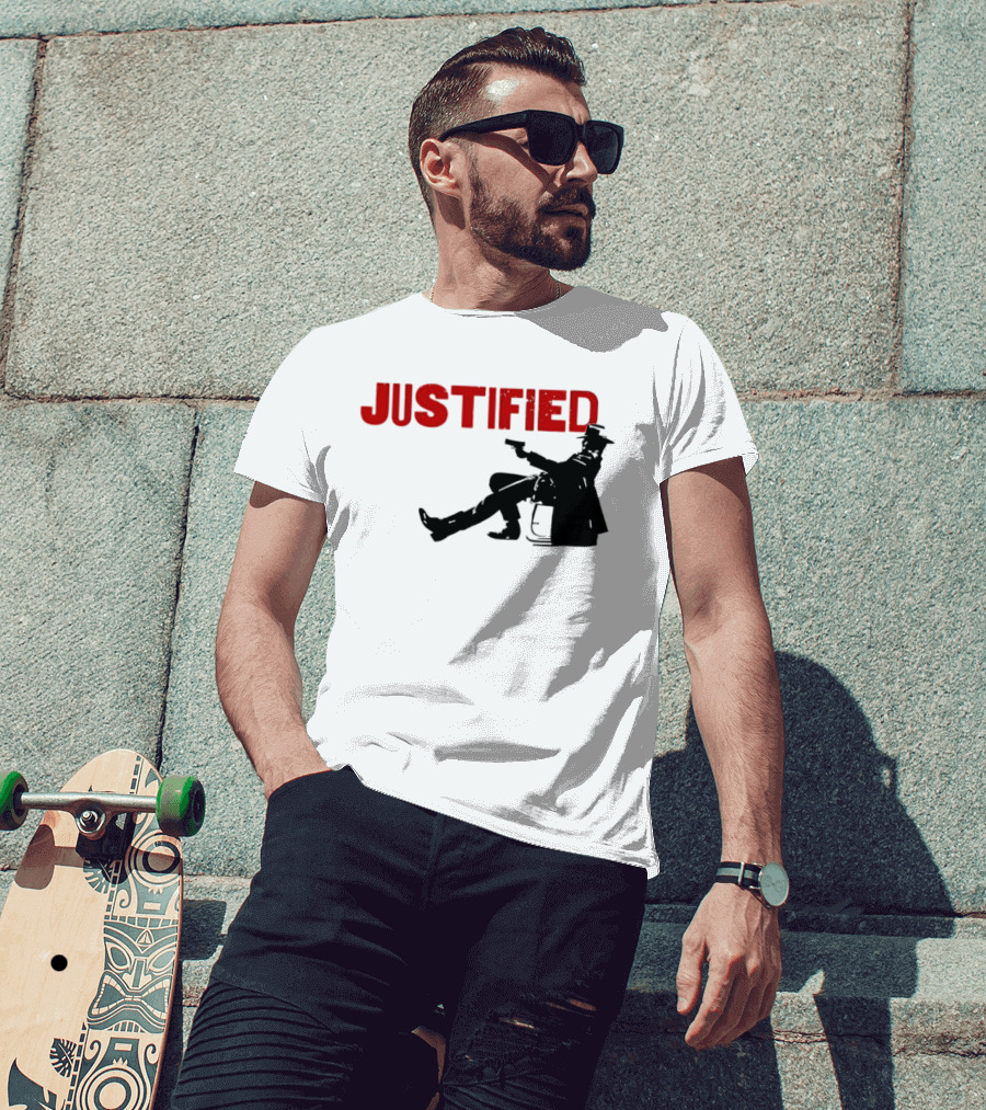 JUSTIFIED Cowboy Silhouette With Gun T-Shirt