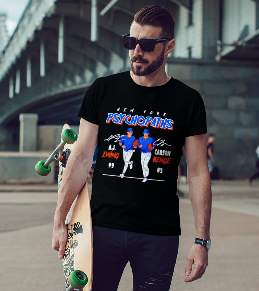 New York Psychopaths AJ Ewing Carson Benge Mets T-Shirt