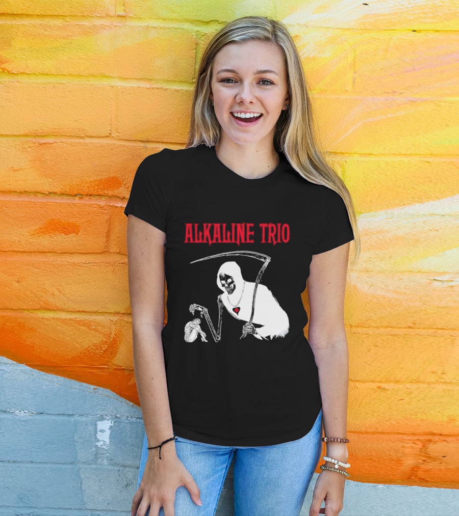 Alkaline Trio Grim Reaper Scythe Heart Skeleton T-Shirt