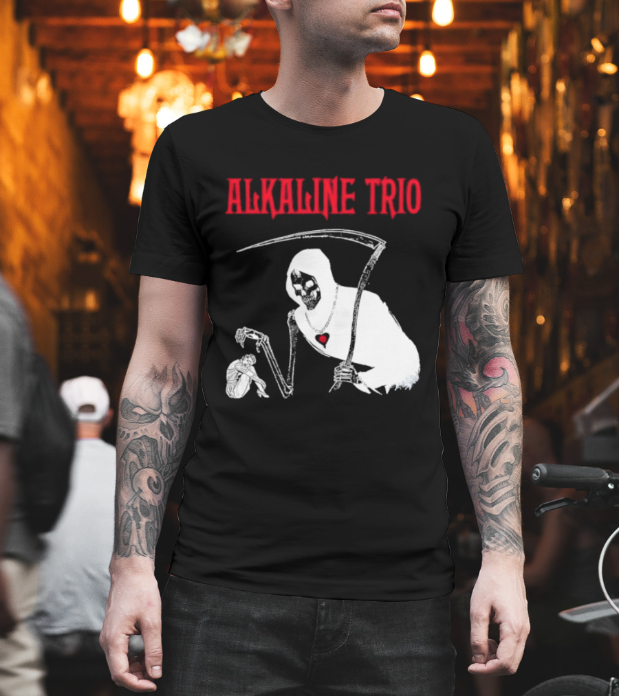 Alkaline Trio Grim Reaper Scythe Heart Skeleton T-Shirt