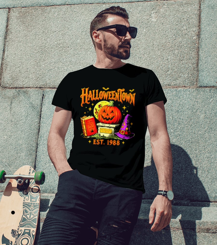 Halloweentown Est 1988 Magic Spells And Potions Pumpkin Witch Hat Book T-Shirt