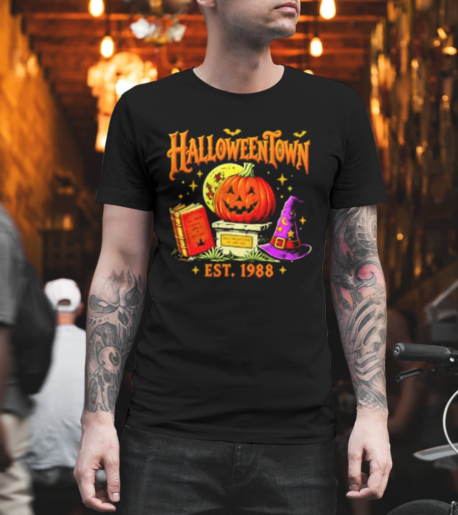 Halloweentown Est 1988 Magic Spells And Potions Pumpkin Witch Hat Book T-Shirt