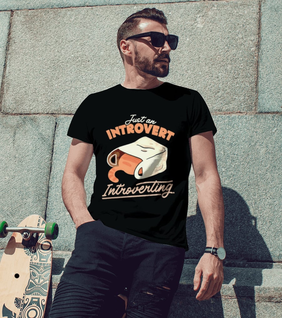 Just An Introvert Introverting Cat In A Bag T-Shirt
