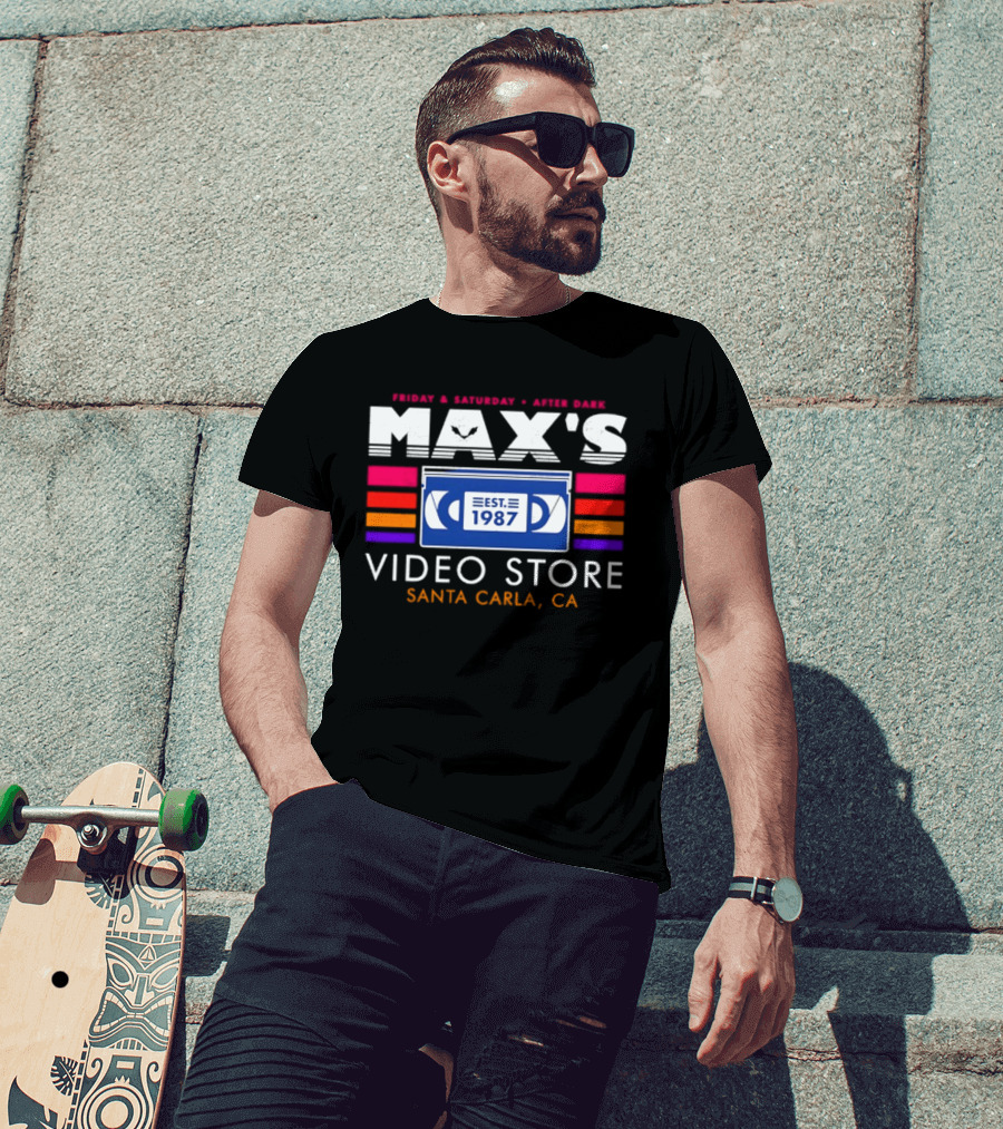 Max's Video Store Santa Carla CA Est 1987 Retro VHS 80s Aesthetic T-Shirt