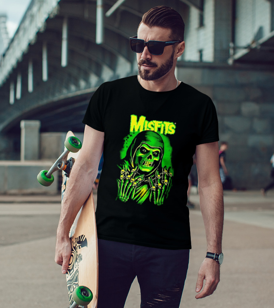 Misfits Fiend Club 26 Punk Rock Jerry Only Skull Neon Green T-Shirt