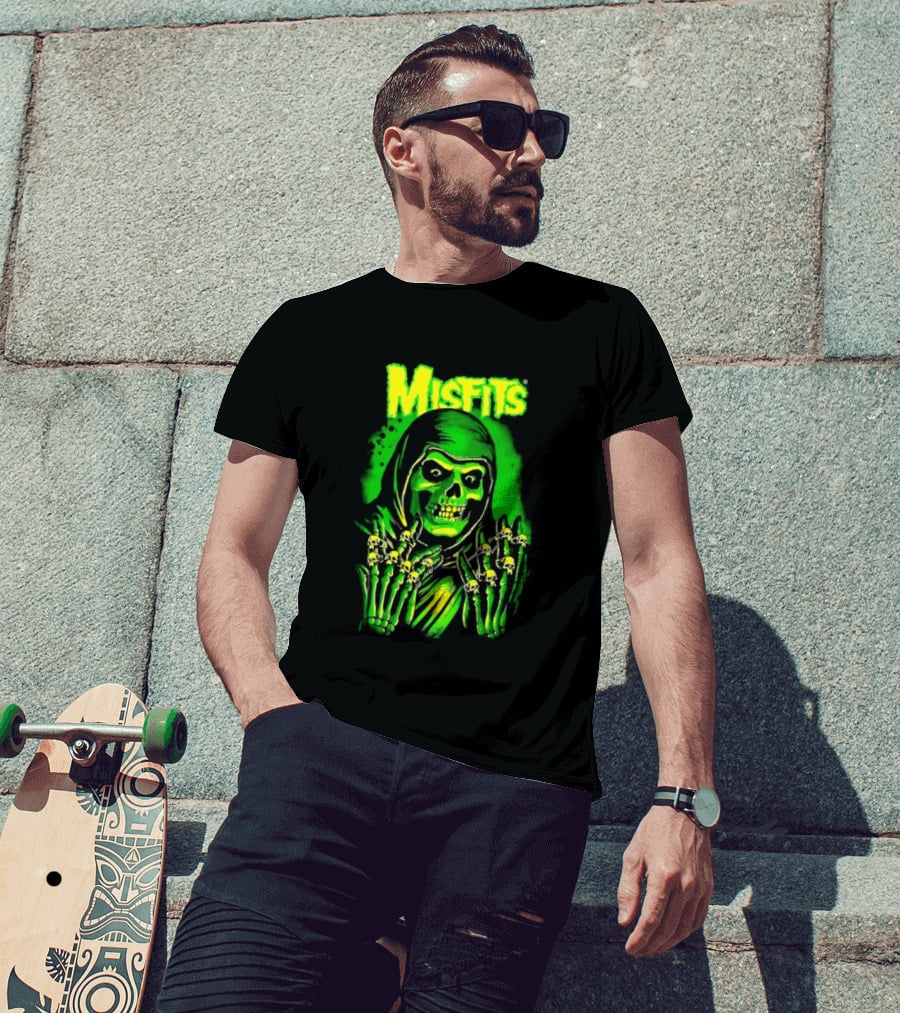 Misfits Fiend Club 26 Punk Rock Jerry Only Skull Neon Green T-Shirt