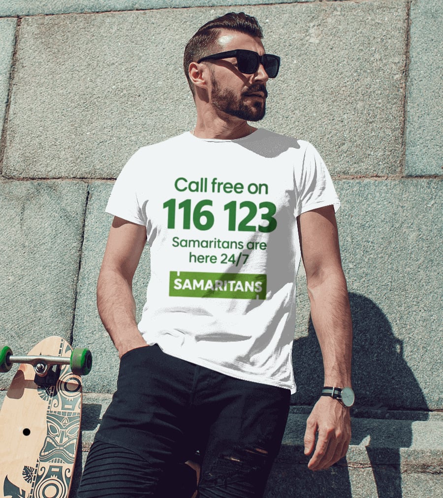 Aston Villa Together Against Suicide Samaritans 116 123 Call Free 24/7 T-Shirt