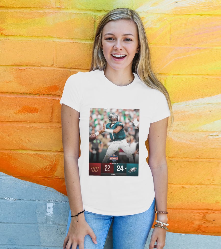 Jalen Hurts NFL Kickoff Philadelphia Eagles Victory 24 22 Final T-Shirt