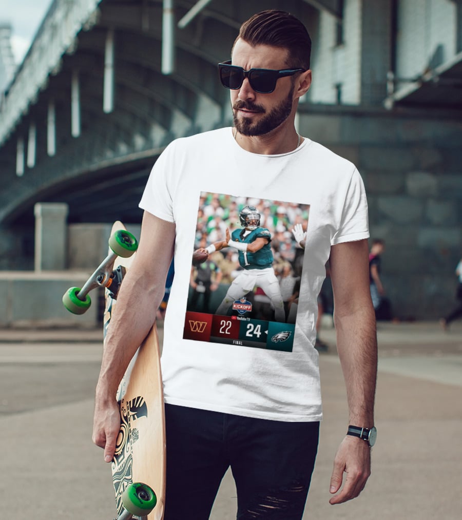 Jalen Hurts NFL Kickoff Philadelphia Eagles Victory 24 22 Final T-Shirt