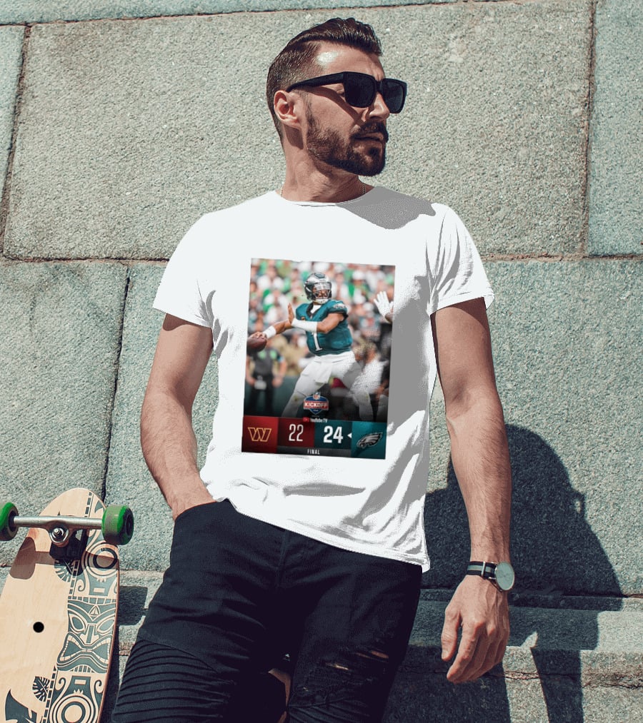 Jalen Hurts NFL Kickoff Philadelphia Eagles Victory 24 22 Final T-Shirt
