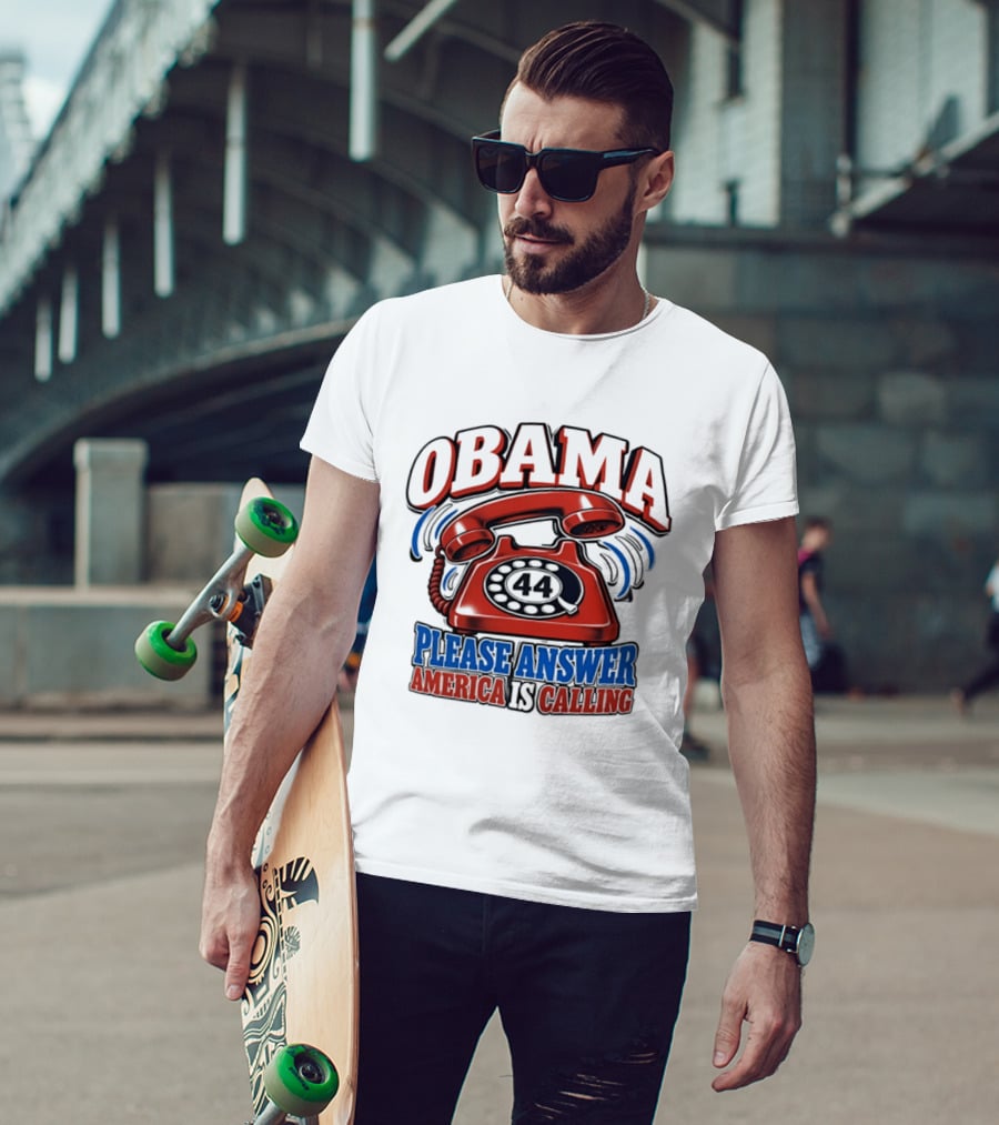 Obama 44 Please Answer America Is Calling Retro Telephone T-Shirt