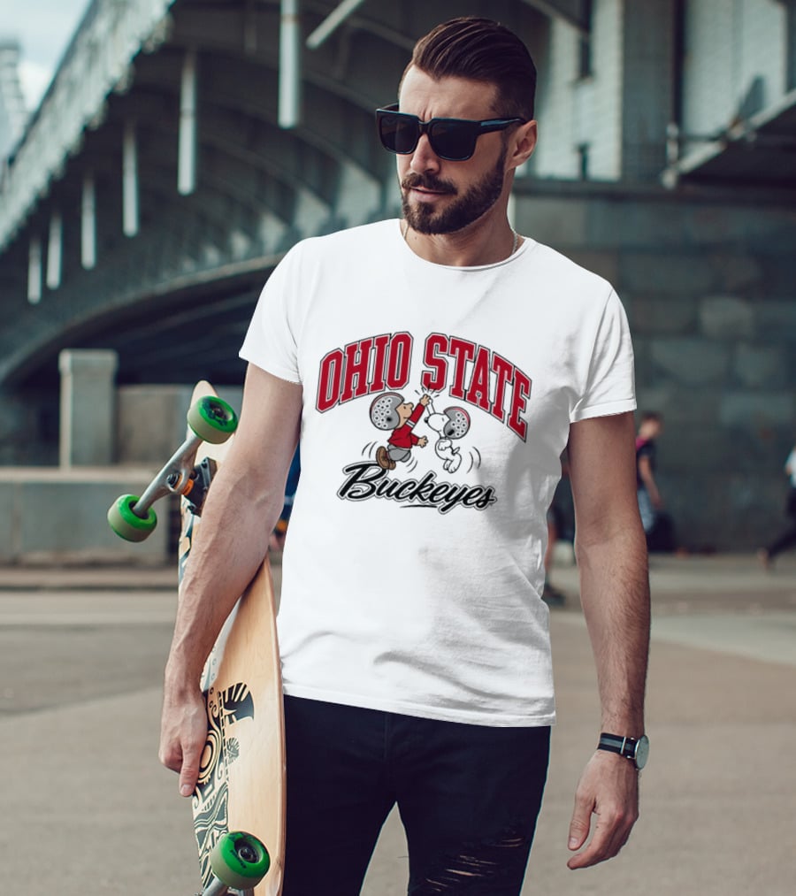 Ohio State Buckeyes Peanuts Characters Football Collaboration T-Shirt