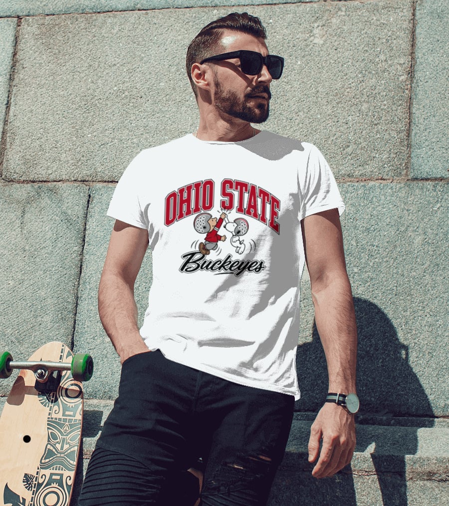 Ohio State Buckeyes Peanuts Characters Football Collaboration T-Shirt