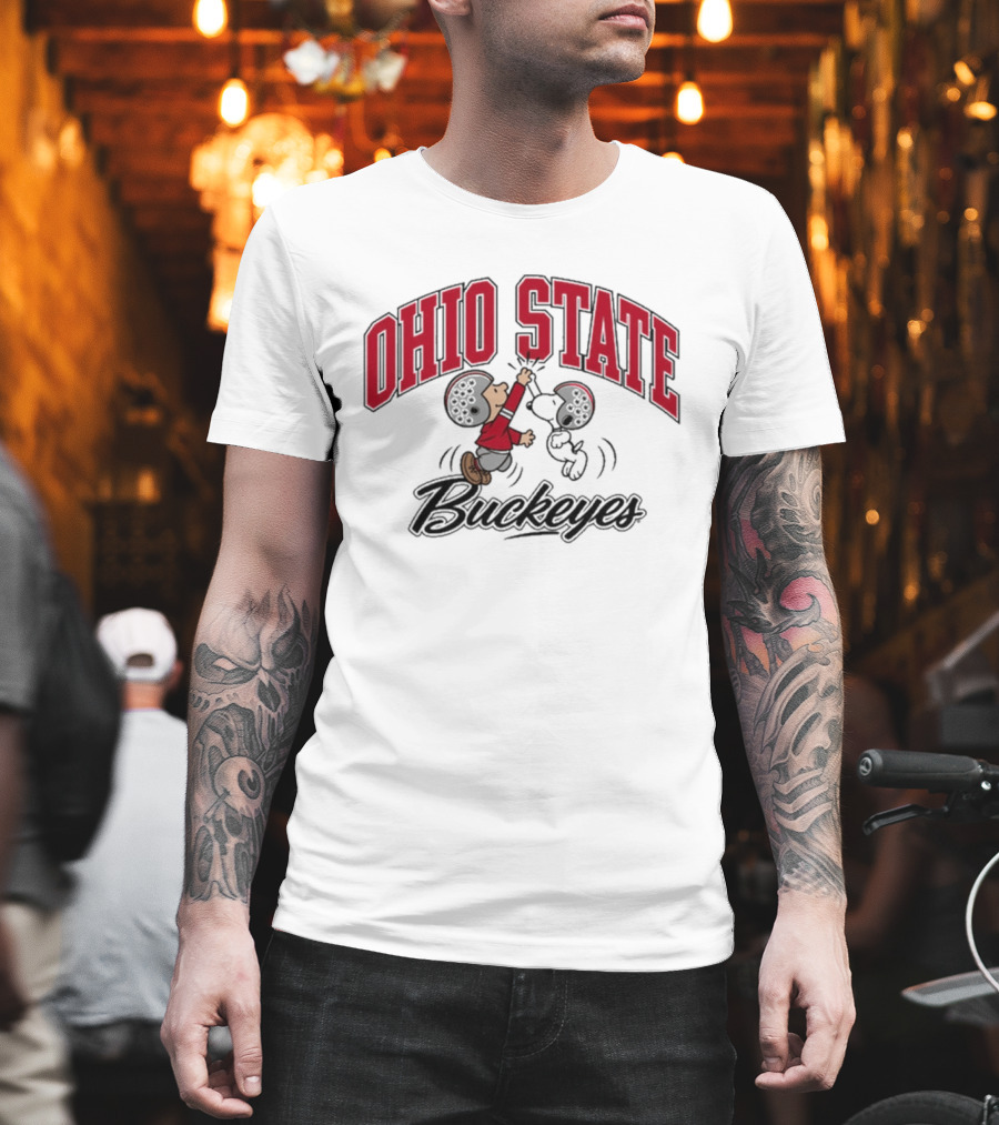 Ohio State Buckeyes Peanuts Characters Football Collaboration T-Shirt