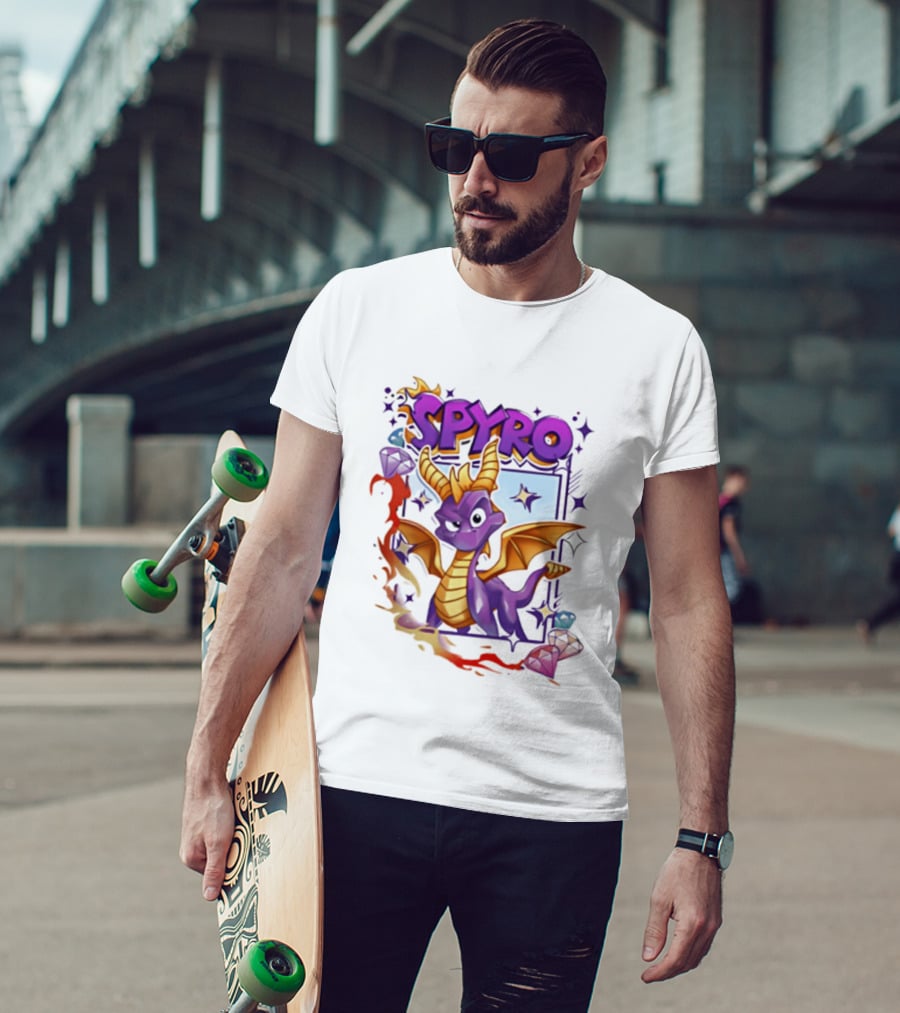 Spyro Purple Dragon Cartoon Polaroid Adventure T-Shirt
