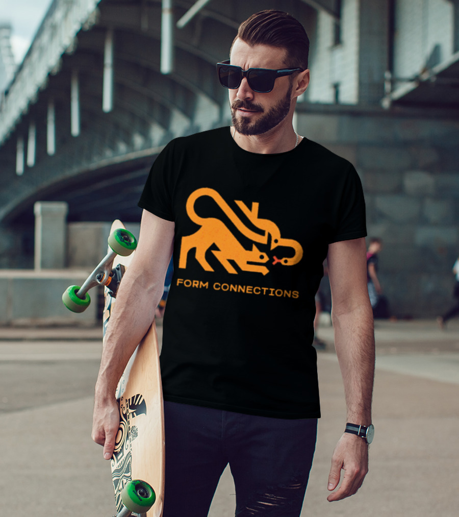 Form Connections Minimalist Cat And Snake T-Shirt