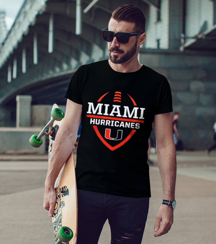 Miami Hurricanes 2026 Helmet Pregame Football University U 2 Sided T-Shirt
