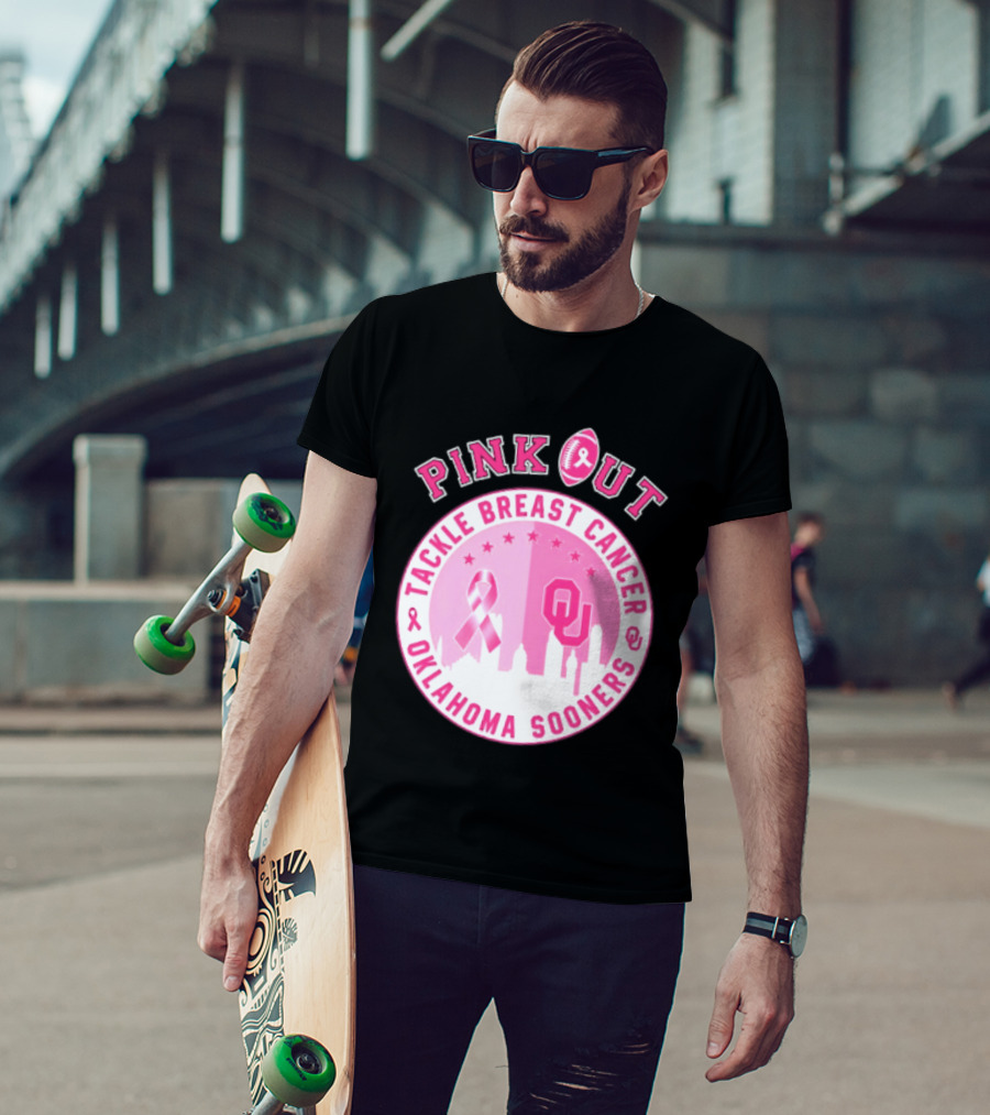 Oklahoma Sooners Pink Out Tackle Breast Cancer Football NCAA T-Shirt