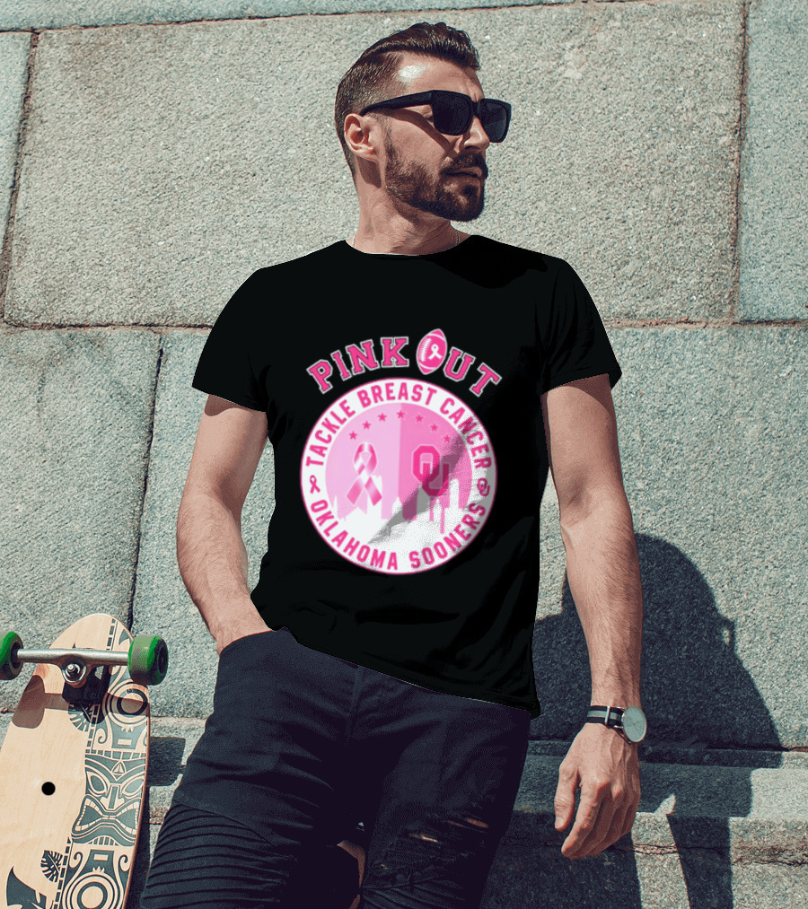 Oklahoma Sooners Pink Out Tackle Breast Cancer Football NCAA T-Shirt