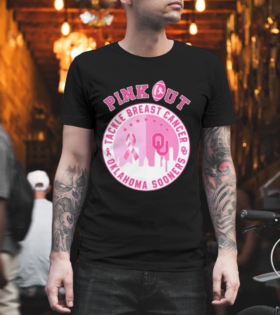 Oklahoma Sooners Pink Out Tackle Breast Cancer Football NCAA T-Shirt