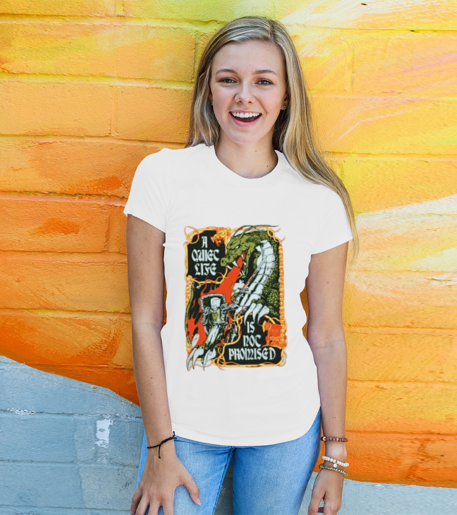 A Quiet Life Is Not Promised Dragon Knight Vintage Fantasy Adventure Scene T-Shirt