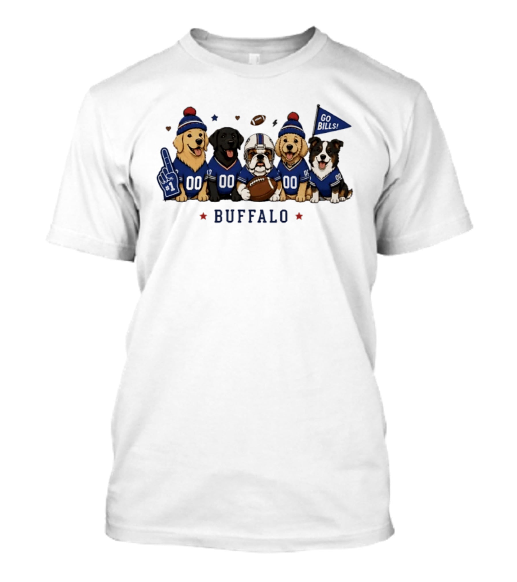 Buffalo Dogs Go Bills Football Golden Retriever Team Spirit T-Shirt