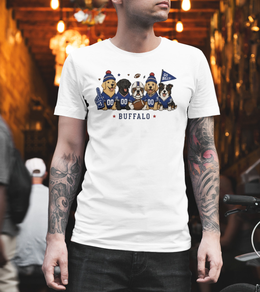 Buffalo Dogs Go Bills Football Golden Retriever Team Spirit T-Shirt
