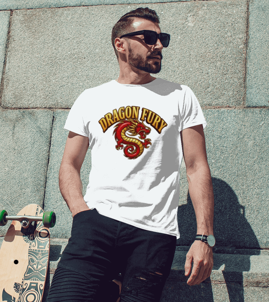 Dragon Fury Red Gold Chinese Dragon T-Shirt
