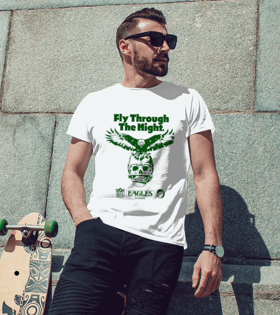Philadelphia Eagles Fly Through The Night Grateful Dead Football Collaboration T-Shirt